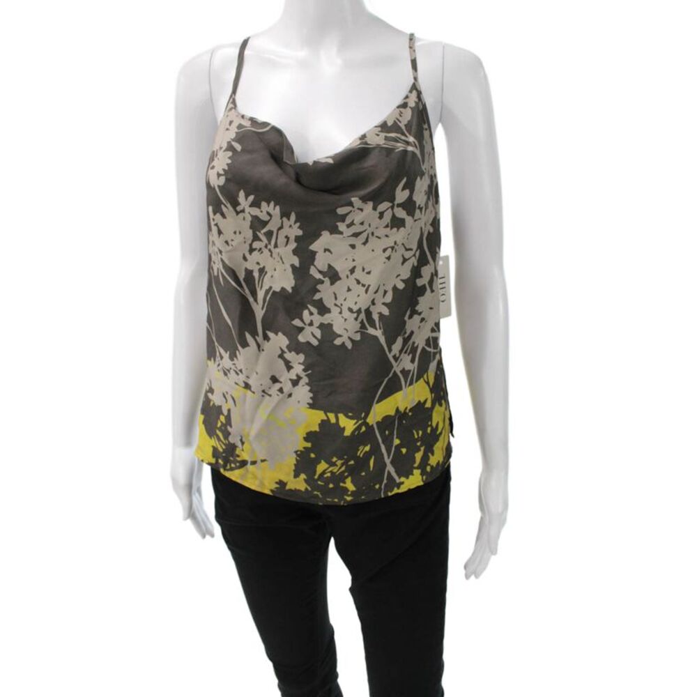 Theo Women Floral Viscose Cowl Neck Camisole Sleeveless Multicolor Size M